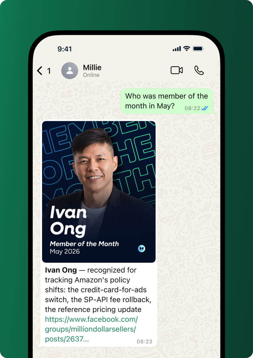 Millie naming Ivan Ong as Member of the Month for May 2026